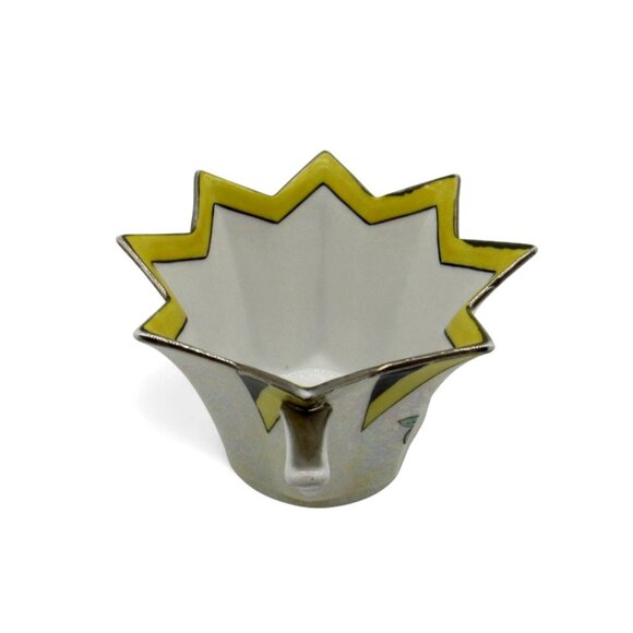 NORITAKE STAR Shaped Sugar Bowl Yellow Floral Starburst Design Japan Vintage - Picture 5 of 11